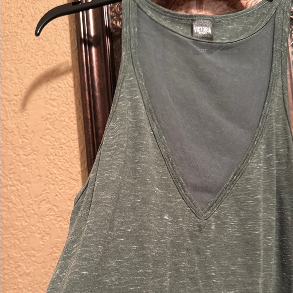 Victoria’s Secret Sport Tank Top. Olive Green. Mesh front. Barely worn. XS